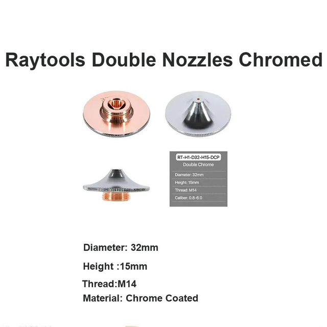 فوهات مزدوجة من Raytools مطلية بالكروم RT-H1-D32-H15